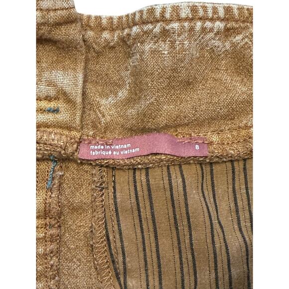 Pilcro for Anthropologie Skirt Women 8 Tan Brown Paper Bag Tie Waist Linen Blend - Picture 8 of 10